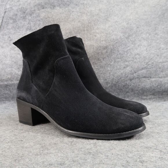 Paul Green Shoe Women 8.5 Bootie Classic Fashion Block Heel Leather Nicole Black - Picture 1 of 16